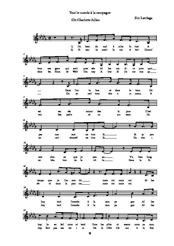 télécharger la partition d'accordéon Tout le monde à la campagne (Chant : Charlotte Julian) (Relevé) au format PDF