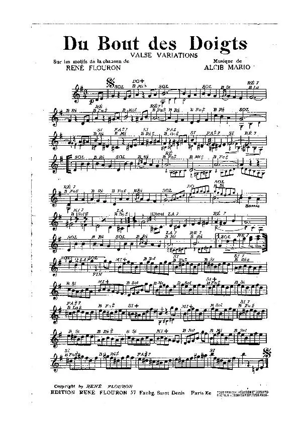 télécharger la partition d'accordéon Du bout des doigts (Sur les motifs de la chanson de René Flouron) (Valse Variations) au format PDF