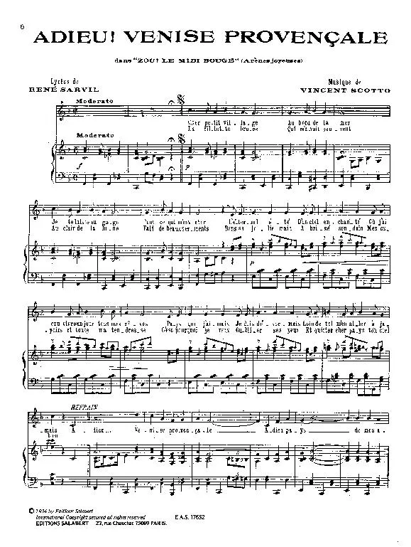 télécharger la partition d'accordéon Adieu Venise Provençale (De l'Opérette : Zou ! le Midi bouge) (Chant : Henri Alibert) (Fox Trot) au format PDF