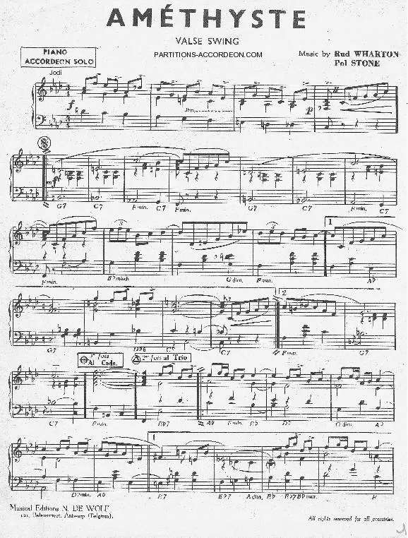 télécharger la partition d'accordéon Améthyste (Valse Swing) au format PDF