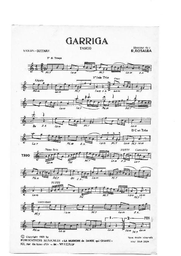 télécharger la partition d'accordéon Garriga (Tango) au format PDF