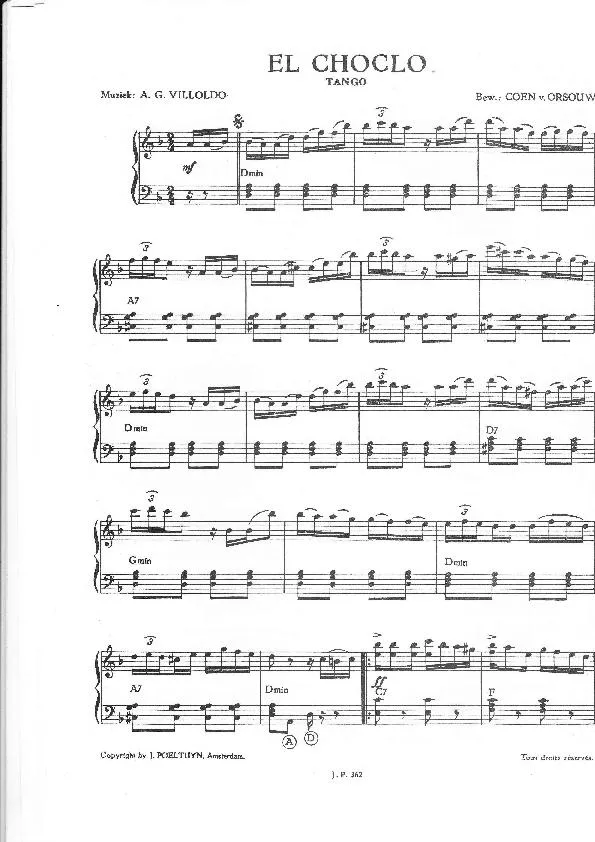 télécharger la partition d'accordéon El Choclo (Arrangement : Coen van Orsouw) (Tango) au format PDF