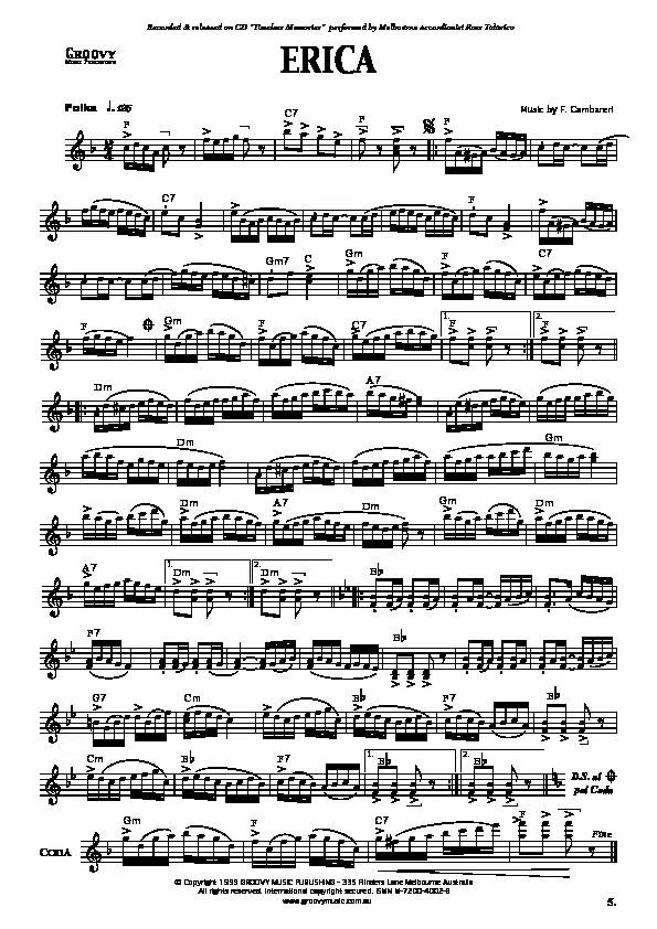 télécharger la partition d'accordéon Erica (Polka) au format PDF