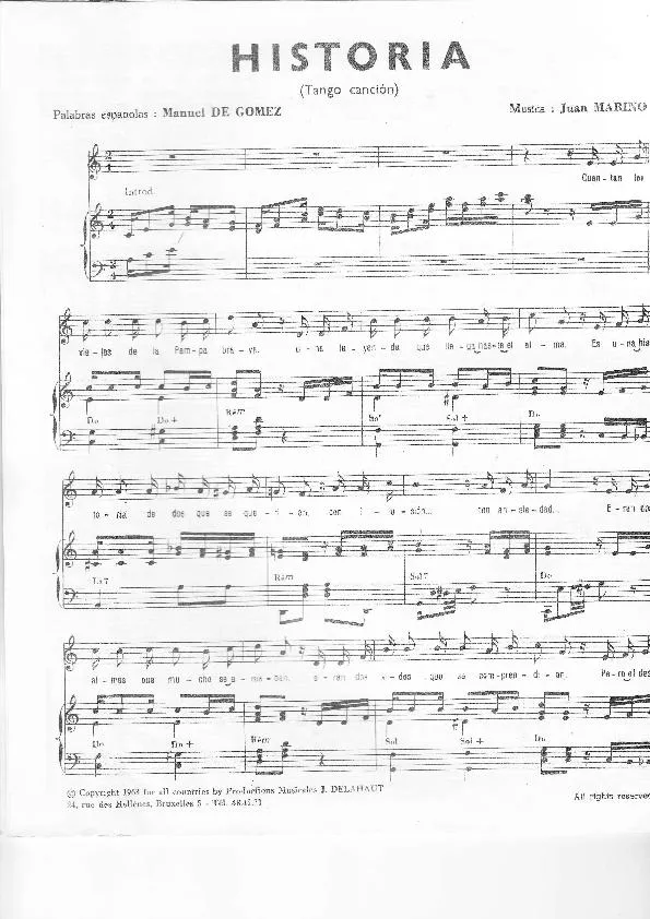 télécharger la partition d'accordéon Historia (Tango) au format PDF