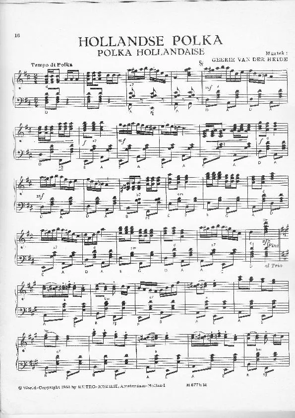 télécharger la partition d'accordéon Hollandse Polka (Polka Hollandaise) au format PDF