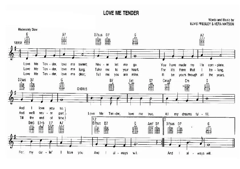 télécharger la partition d'accordéon Love me tender (Slow) au format PDF