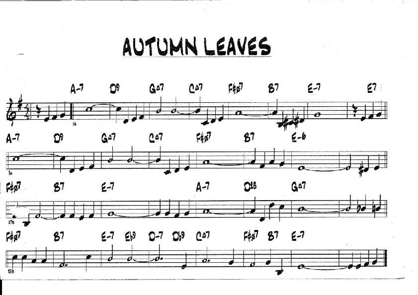 télécharger la partition d'accordéon Autumn Leaves au format PDF