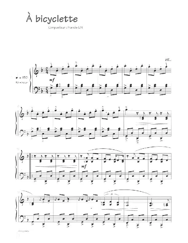télécharger la partition d'accordéon A bicyclette (Chant : Yves Montand) au format PDF