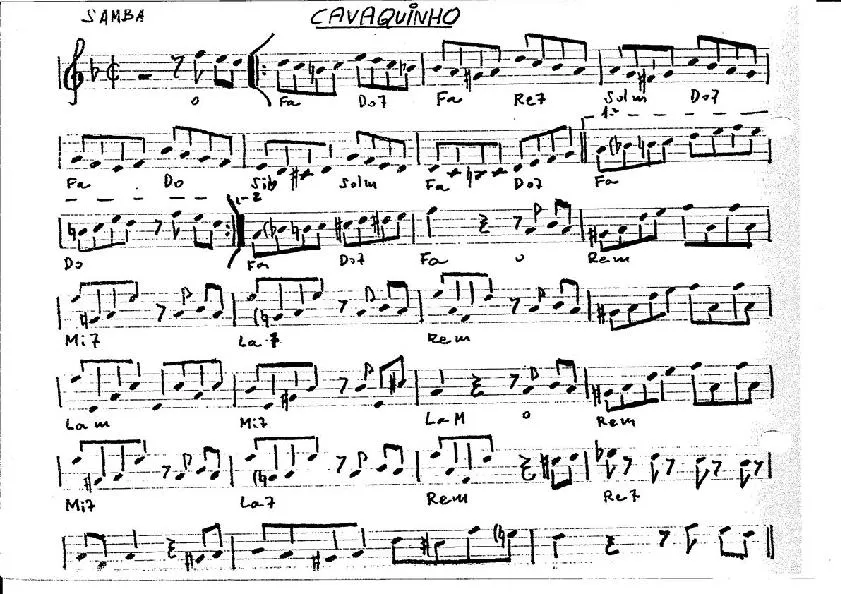 télécharger la partition d'accordéon Cavaquinho (Samba) (Partition Manuscrite) au format PDF