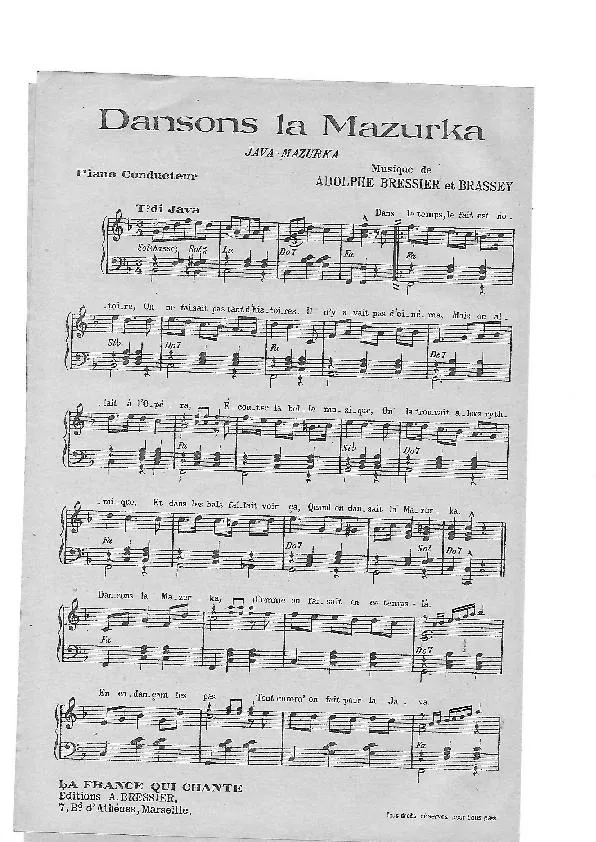 télécharger la partition d'accordéon Dansons la mazurka (Java Mazurka) au format PDF