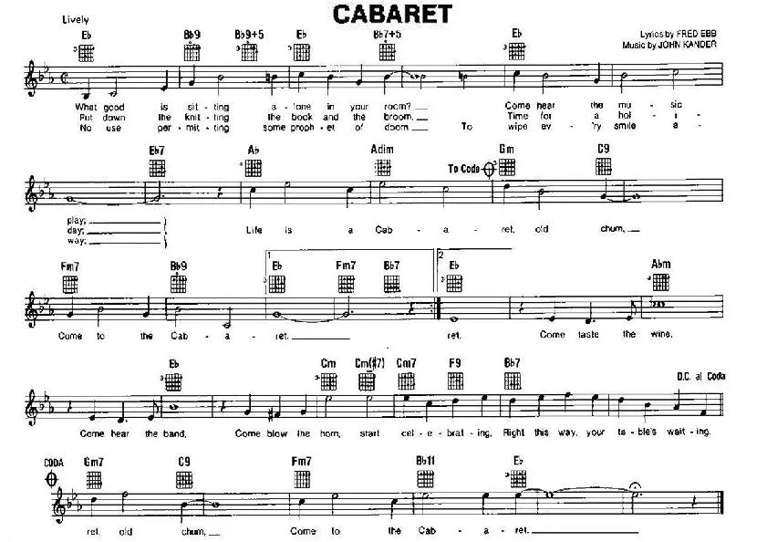télécharger la partition d'accordéon Cabaret au format PDF