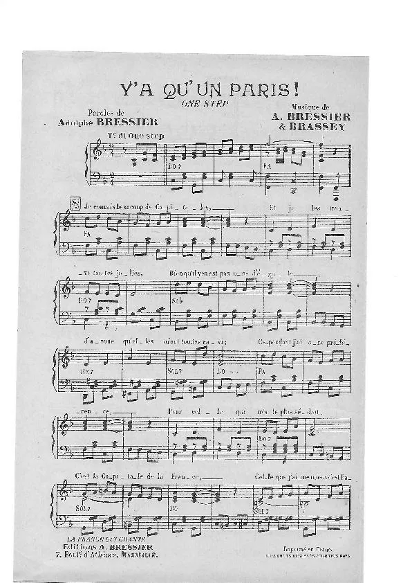 télécharger la partition d'accordéon Y'a qu'un Paris (One Step) au format PDF