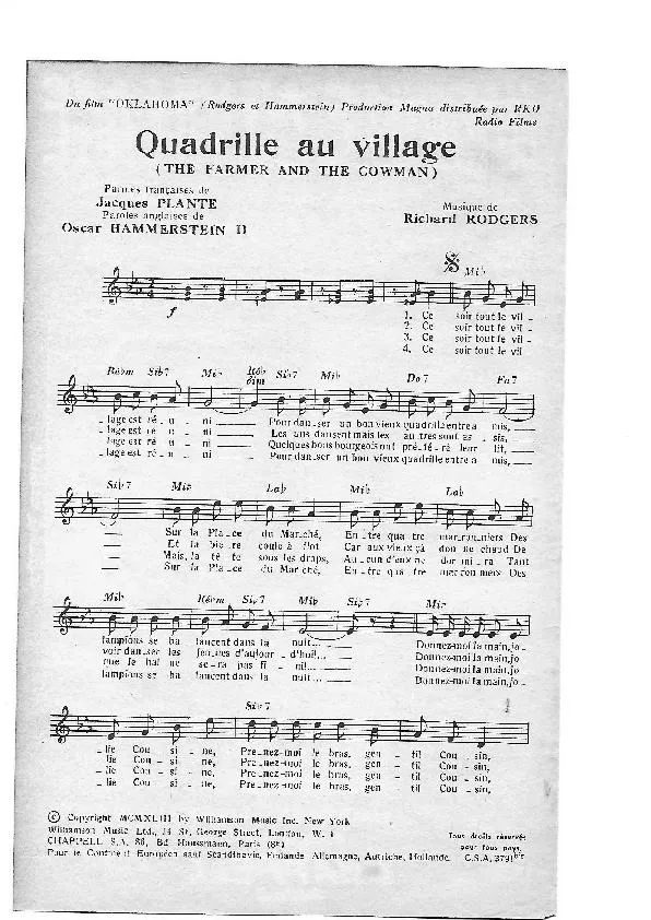 télécharger la partition d'accordéon Quadrille au village (The farmer and the Cowman) (Du film : Oklahoma) (Orchestration) au format PDF