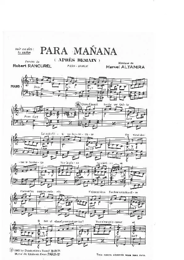 télécharger la partition d'accordéon Para mañana (Après demain) (Paso Doble) au format PDF