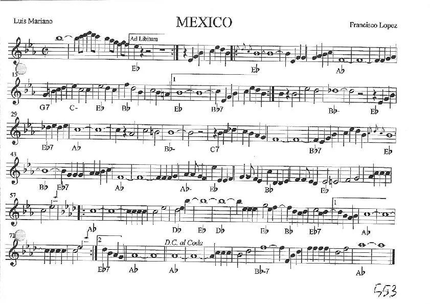 télécharger la partition d'accordéon Mexico (Chant : Luis Mariano) au format PDF