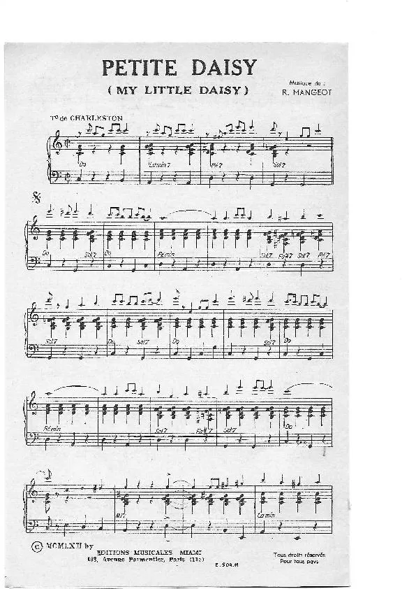 télécharger la partition d'accordéon Petite Daisy (My little Daisy) (Charleston) (Partie Piano) au format PDF