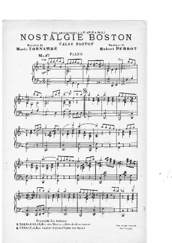 télécharger la partition d'accordéon Nostalgie Boston (Valse Boston) au format PDF