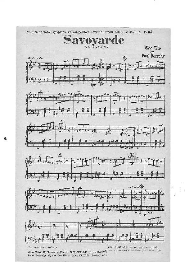 télécharger la partition d'accordéon Savoyarde (Créé par : Yvette Horner) (Valse Swing) au format PDF