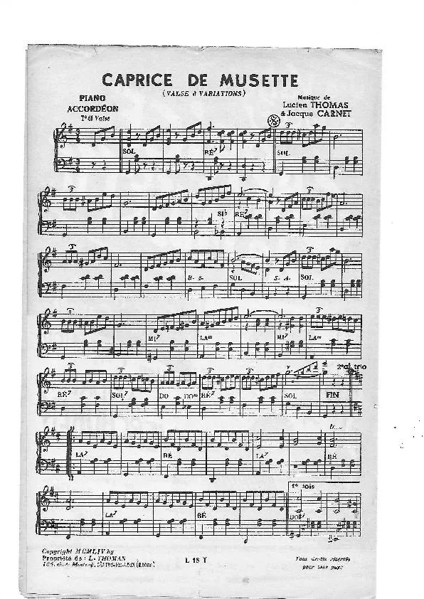 télécharger la partition d'accordéon Caprice de Musette (Enregistrée par : André Verchuren) (Valse à Variations) au format PDF
