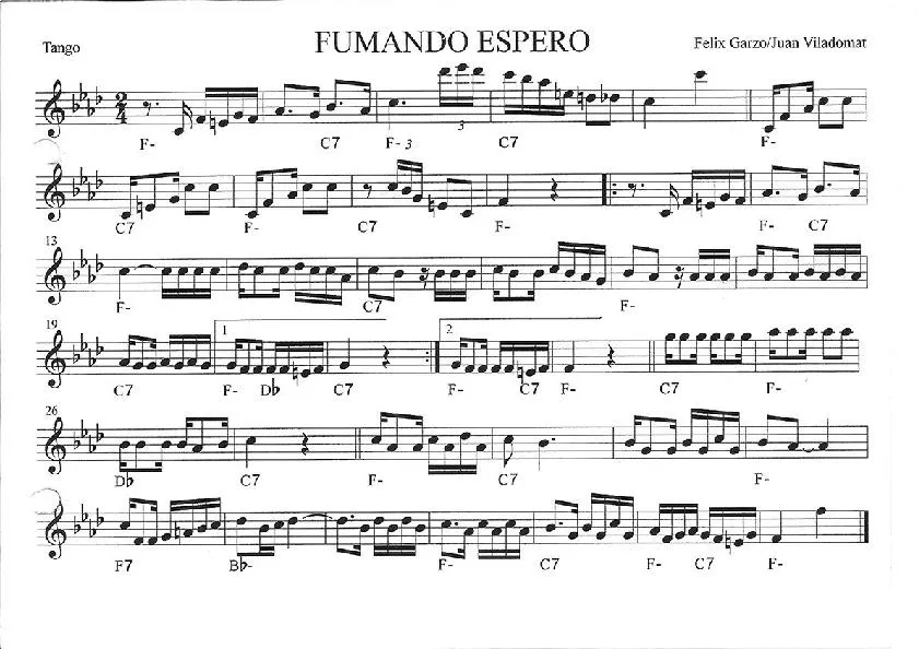 télécharger la partition d'accordéon Fumando Espero  (Tango) au format PDF
