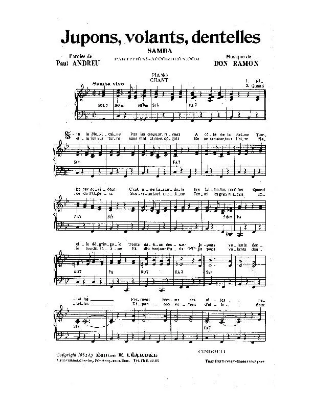 télécharger la partition d'accordéon Jupons volants dentelles (Samba) au format PDF