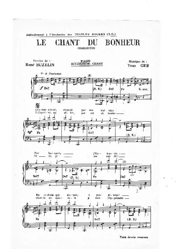 télécharger la partition d'accordéon Le chant du bonheur  au format PDF