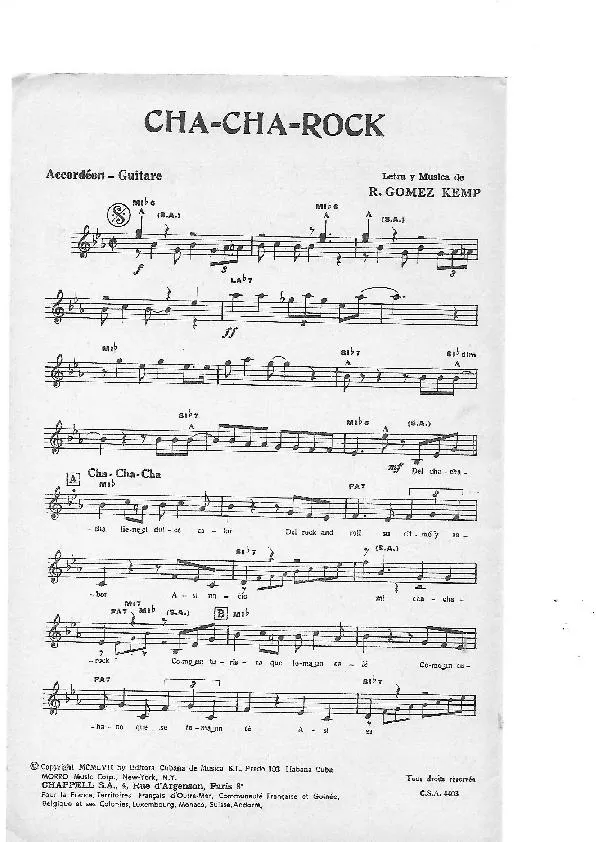 télécharger la partition d'accordéon Cha Cha Rock au format PDF