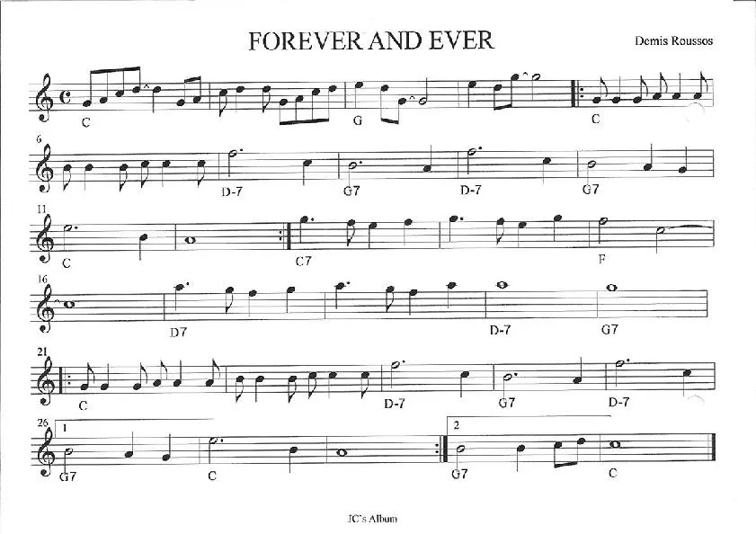 télécharger la partition d'accordéon Forever and ever (Chant : Demis Roussos) au format PDF