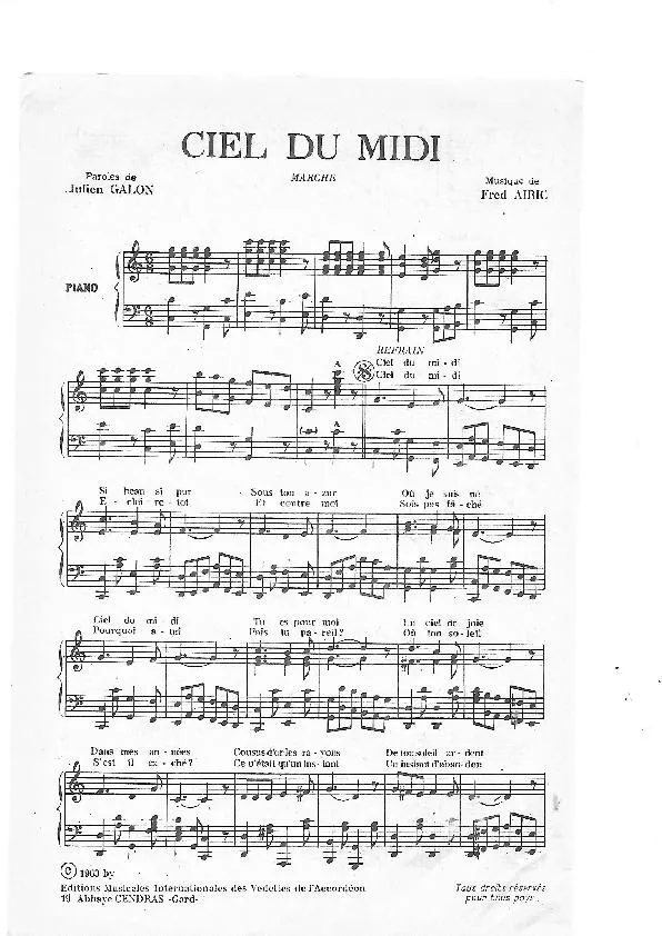 télécharger la partition d'accordéon Ciel du midi (Marche) (Partie Piano) au format PDF