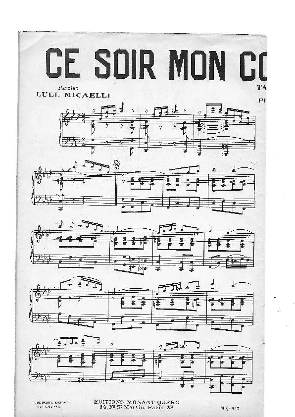 télécharger la partition d'accordéon Ce soir mon cœur est lourd (Créé et enregistré par Rose Avril) (Tango) au format PDF