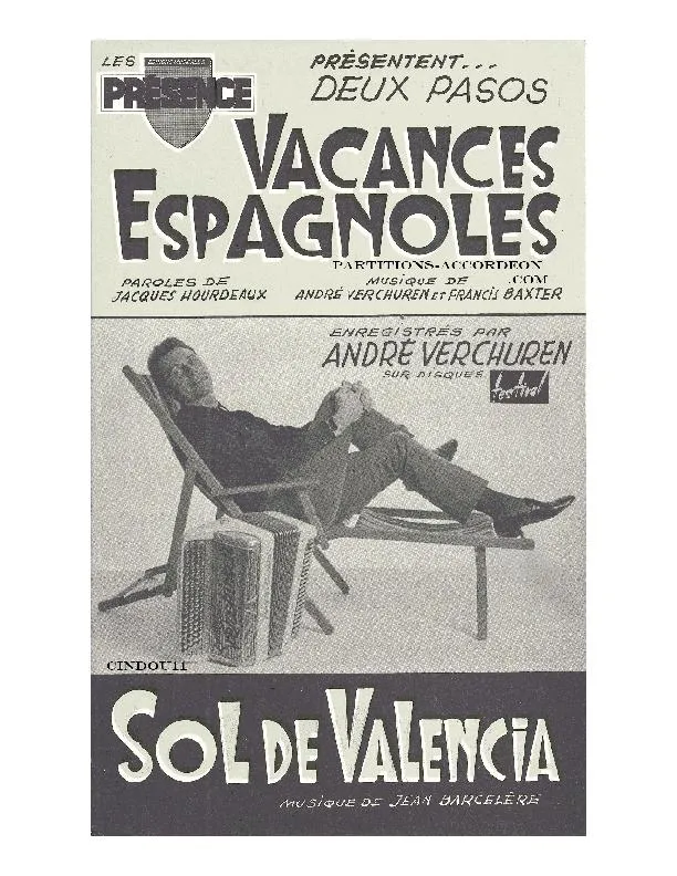 télécharger la partition d'accordéon Vacances Espagnoles (Orchestration Complète) (Paso Doble) au format PDF