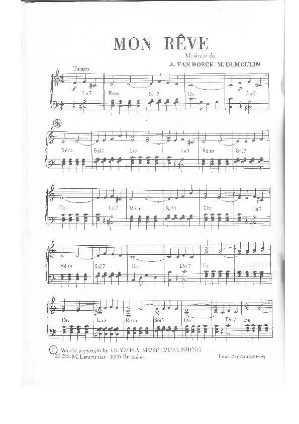 télécharger la partition d'accordéon Mon rêve (Tango) au format PDF
