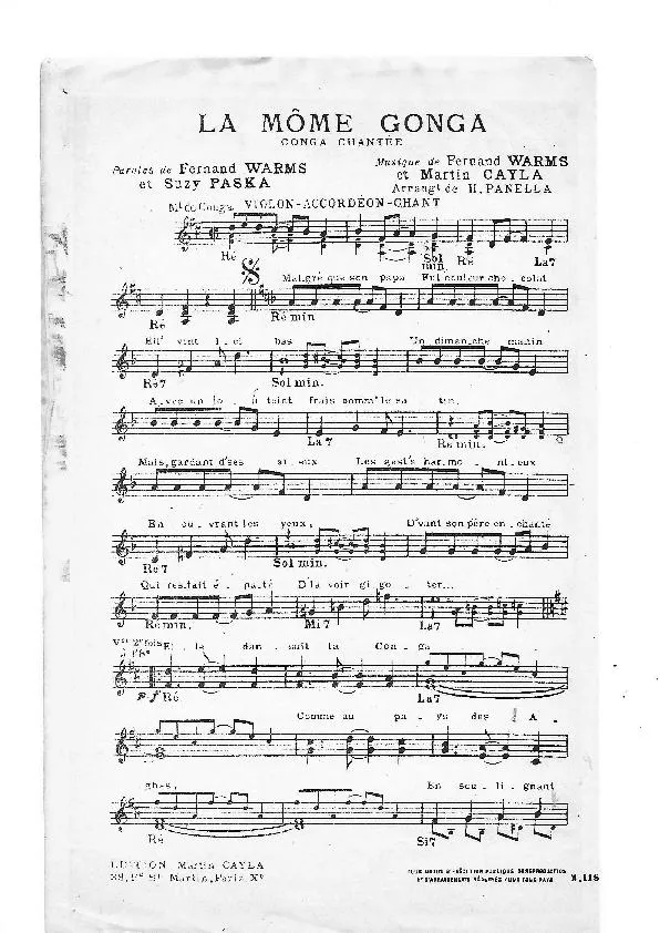 télécharger la partition d'accordéon La Môme Conga (Arrangement : Henri Panella) au format PDF