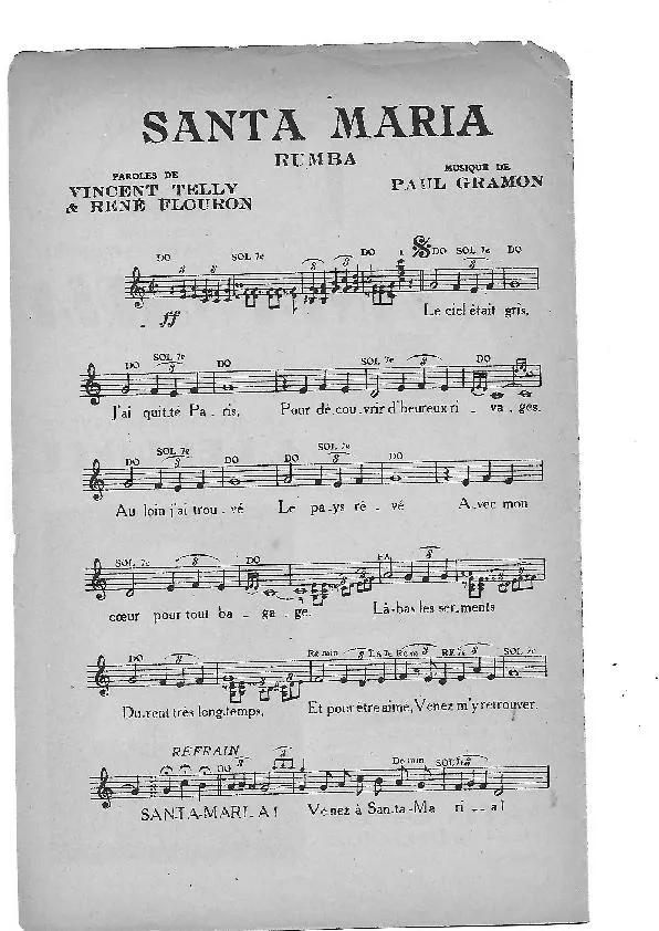 télécharger la partition d'accordéon Santa Maria (Créée par Adolphe Deprince) (Rumba) au format PDF