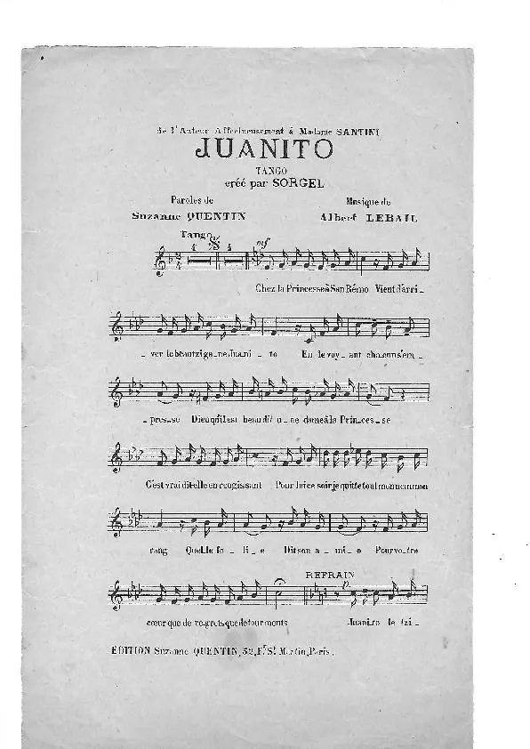 télécharger la partition d'accordéon Juanito (Créé par Sorgel) (Tango) au format PDF