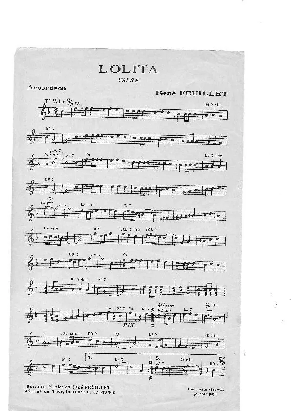 télécharger la partition d'accordéon Lolita (Valse) au format PDF