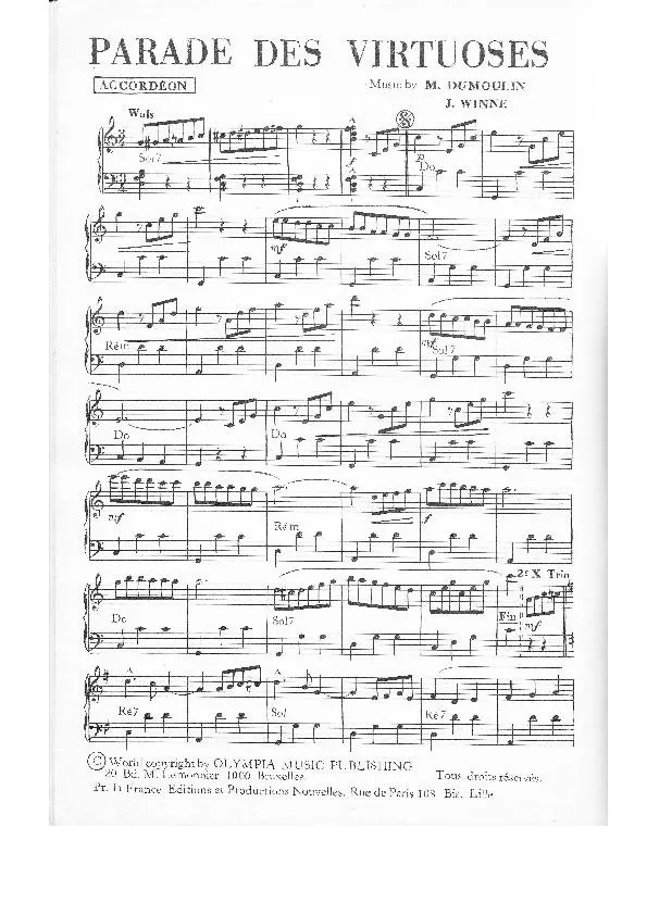 télécharger la partition d'accordéon Parade des virtuoses (Valse) au format PDF