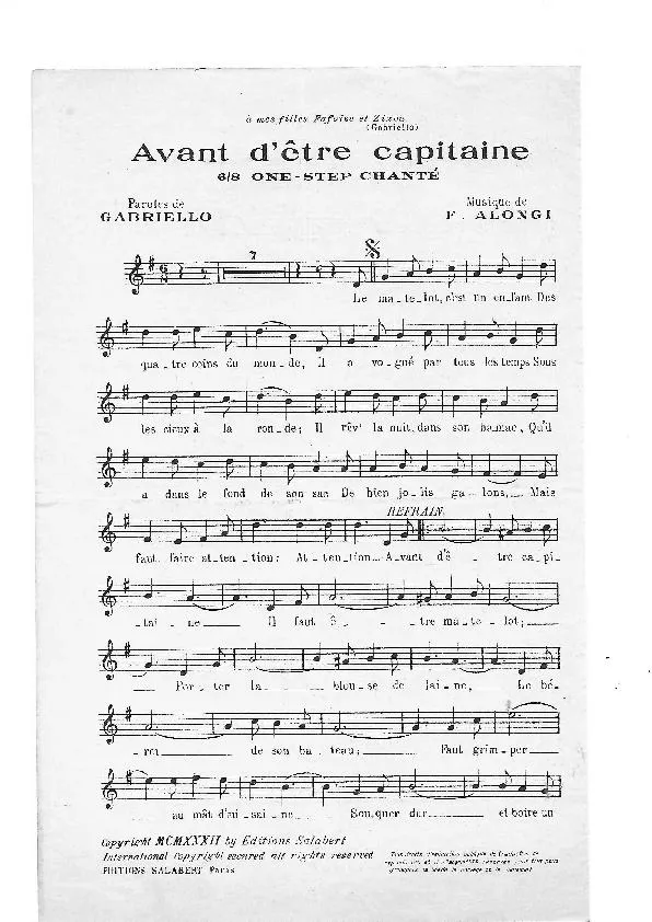 télécharger la partition d'accordéon Avant d’être capitaine (One Step Chanté) au format PDF