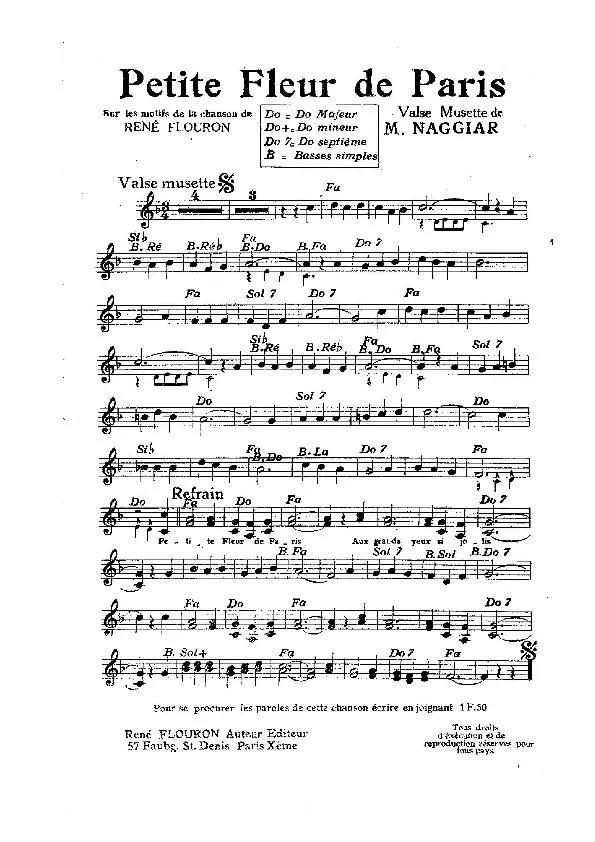 télécharger la partition d'accordéon Petite fleur de Paris (Valse Musette) au format PDF