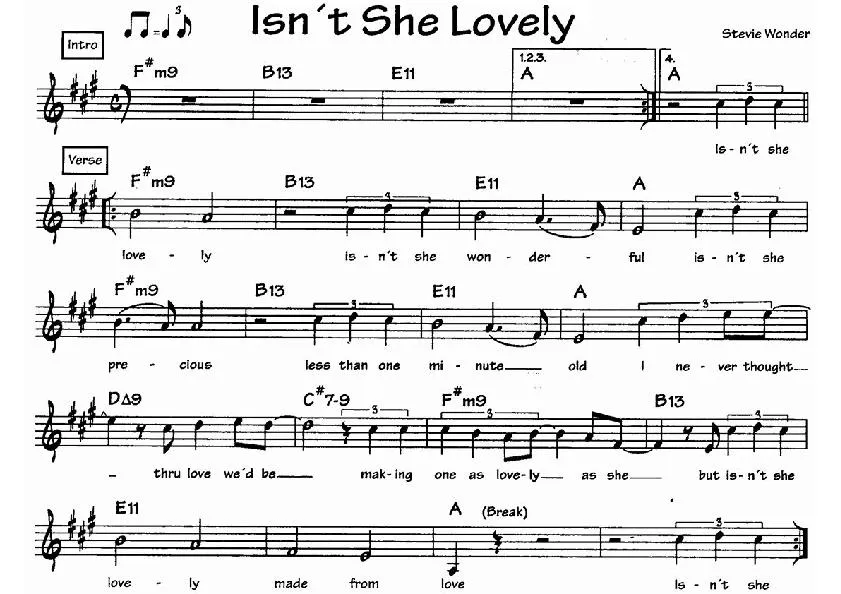télécharger la partition d'accordéon Isn't she lovely (Swing Rock) au format PDF
