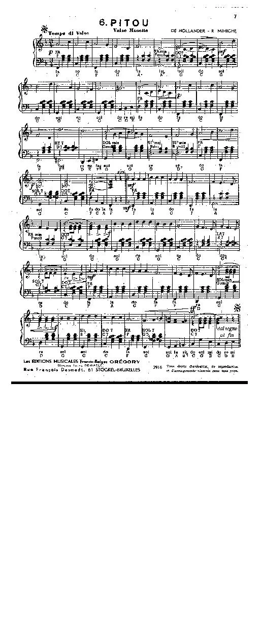télécharger la partition d'accordéon Pitou (Valse Musette) au format PDF