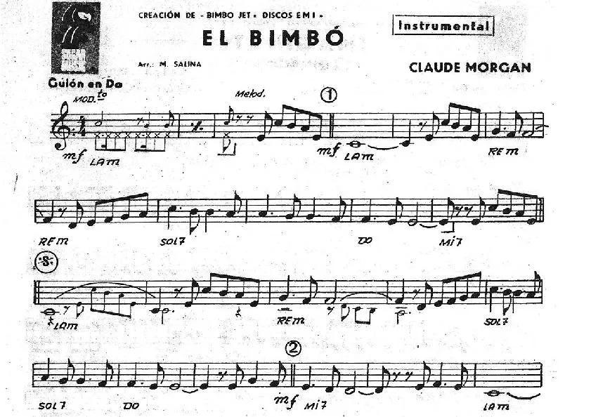 télécharger la partition d'accordéon El Bimbo (Chant : Bimbo Jet) au format PDF