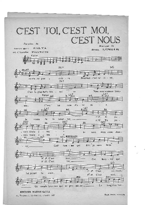 télécharger la partition d'accordéon C'est toi C'est moi C'est nous ! (Chant : Renée Lebas) (Valse) au format PDF