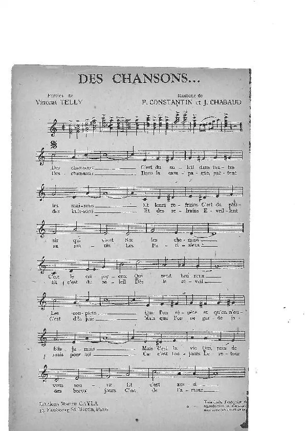 télécharger la partition d'accordéon Des chansons (Chant : Georges Alban) au format PDF