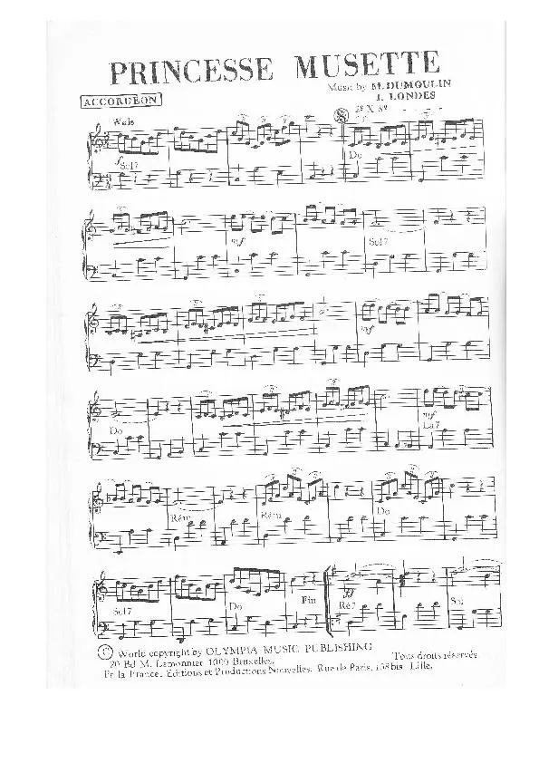 télécharger la partition d'accordéon Princesse Musette (Valse) au format PDF