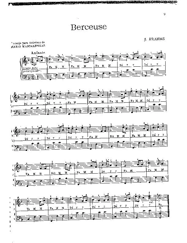 télécharger la partition d'accordéon Berceuse (Arrangement pour accordéon de Mario Mascarenhas) au format PDF