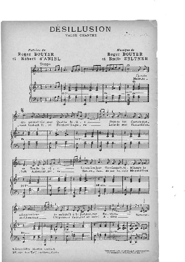 télécharger la partition d'accordéon Désillusion (Chant : René Gandon) (Valse Chantée)  au format PDF