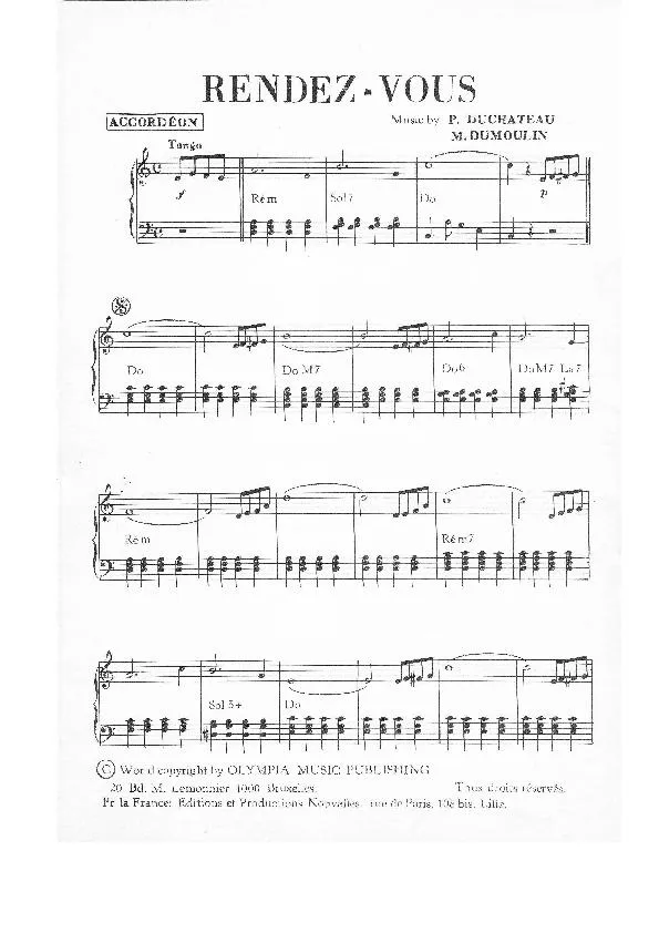 télécharger la partition d'accordéon Rendez-Vous (Tango) au format PDF