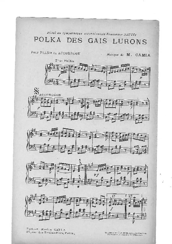 télécharger la partition d'accordéon Polka des gais lurons au format PDF