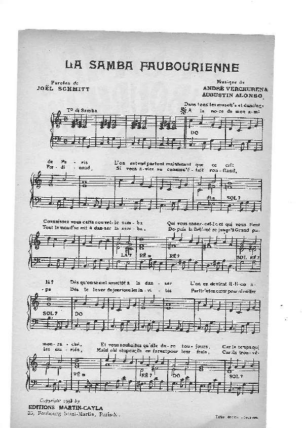 télécharger la partition d'accordéon La samba faubourienne au format PDF